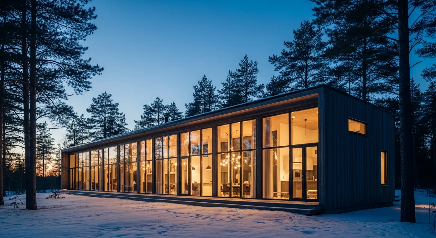 Дом «Лонгхаус» вечером